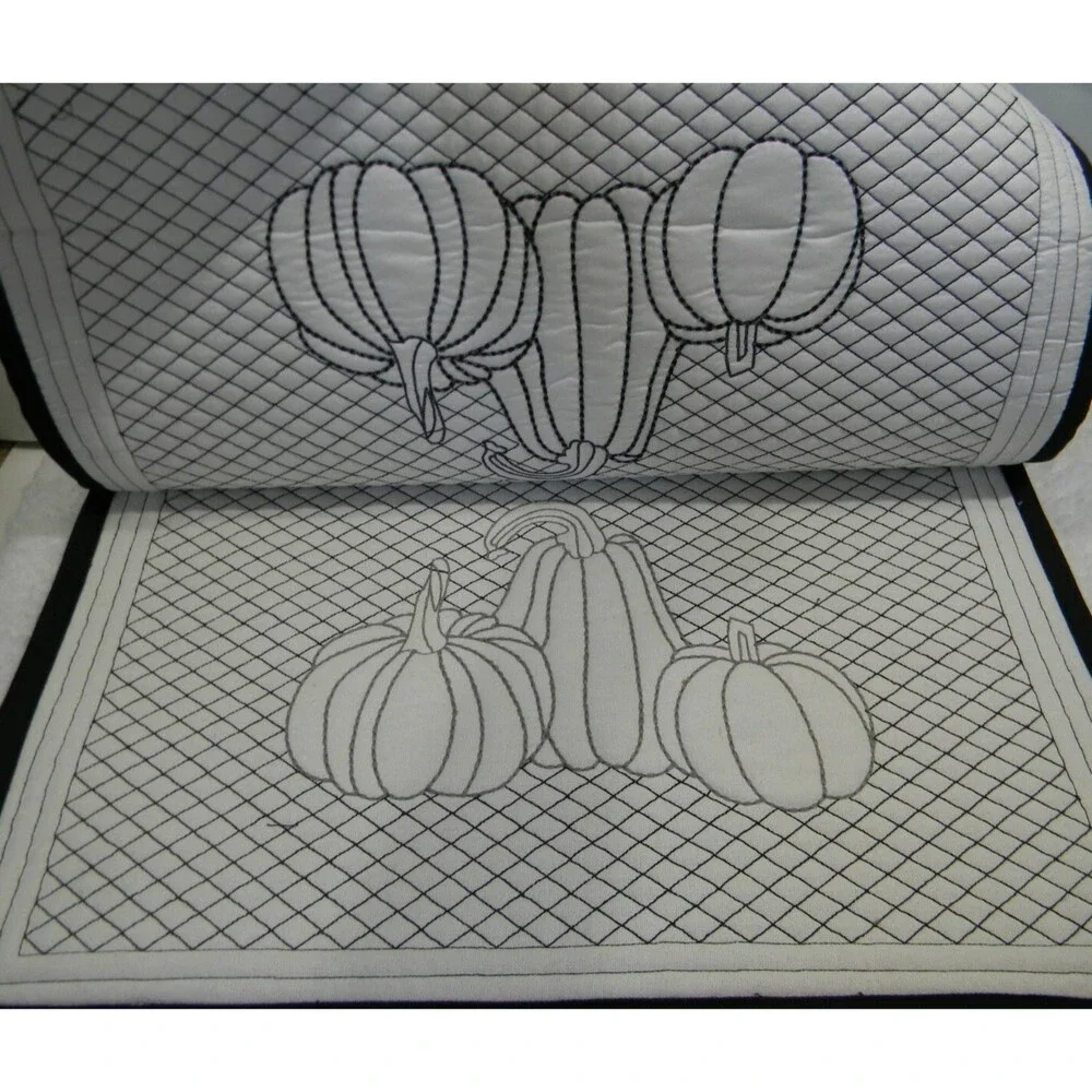 Harvest Home Set of 4 Pumpkin Placemats Fall Black White Neutral NEW